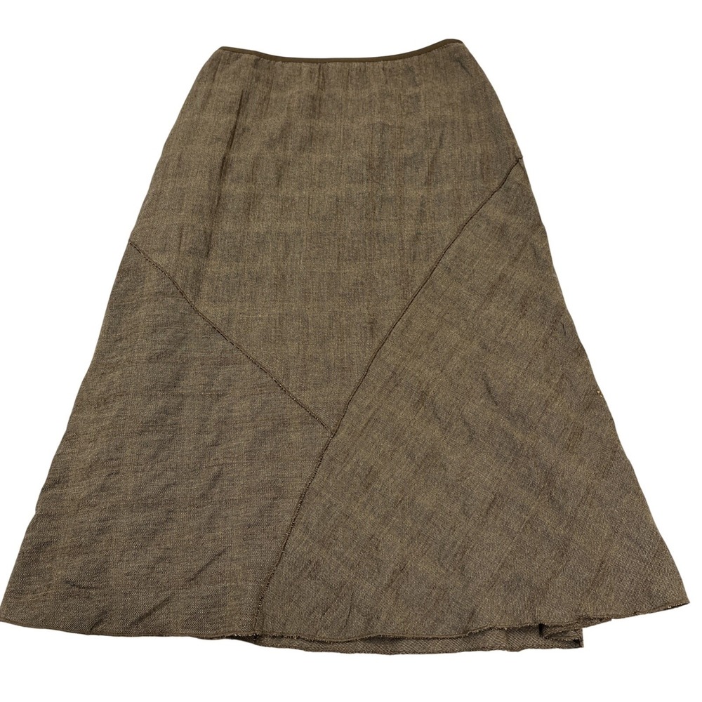 J Jill Skirt Womens S Brown Wool Blend‎ Woven Seamed Midi Lagenlook Minimalist